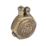 Trench art brass cigarette lighter made from a large brass nut, with applied buttons of the East