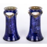 Royal Doulton pair of art deco art pottery stoneware tulip shaped vases, both with monograms C.P and