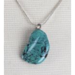 Tibetan turquoise nugget on a sterling silver chain