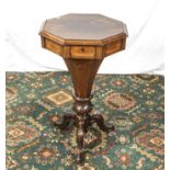 A Victorian rosewood hexagonal sewing table