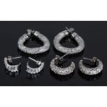 Three pairs of silver earrings