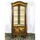 A Good quality French Vernis Martin single door sedan style display cabinet with painted panels