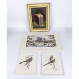 A collection of prints of birds and a framed print