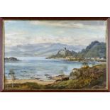 George Melvin Rennie (1874-1953) framed oil on canvas depicting Dunolly Castle 1946, 40cm x 60cm