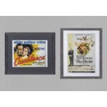 Tw framed advertising prints 'Casablanca' 38cm x 45cm and 'The Birds' 34cm x 44cm