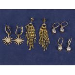 Four pairs of silver gilt earrings