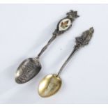 A silver New Westminster spoon together with a silver and enamel Canadian Parliament spoon