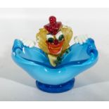A Murano glass clown bowl, 18cm wide
