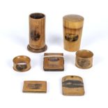 Seven pieces of Mauchline ware