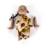 A vintage Chinese doll with porcelain head and body A/F