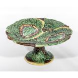 Majolica cabbage comport, 26cm diameter