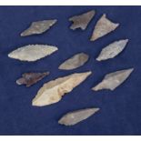 Ten Neolithic arrowheads