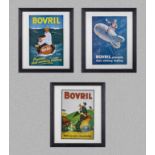 Three framed Bovril advertising prints 28cm x 33cm