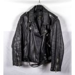 A gents black leather bikers jacket
