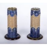 Royal Doulton pair of art pottery deco style stoneware spill vases of fine quality in a conical form