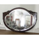 A large mahogany wall mirror, 82cm x 54cm