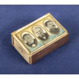 WWII match box case holder ,depicting Churchill, Stalin and Roosevelt