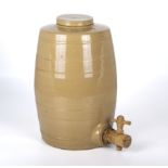 A stoneware beer keg, 13 inches tall