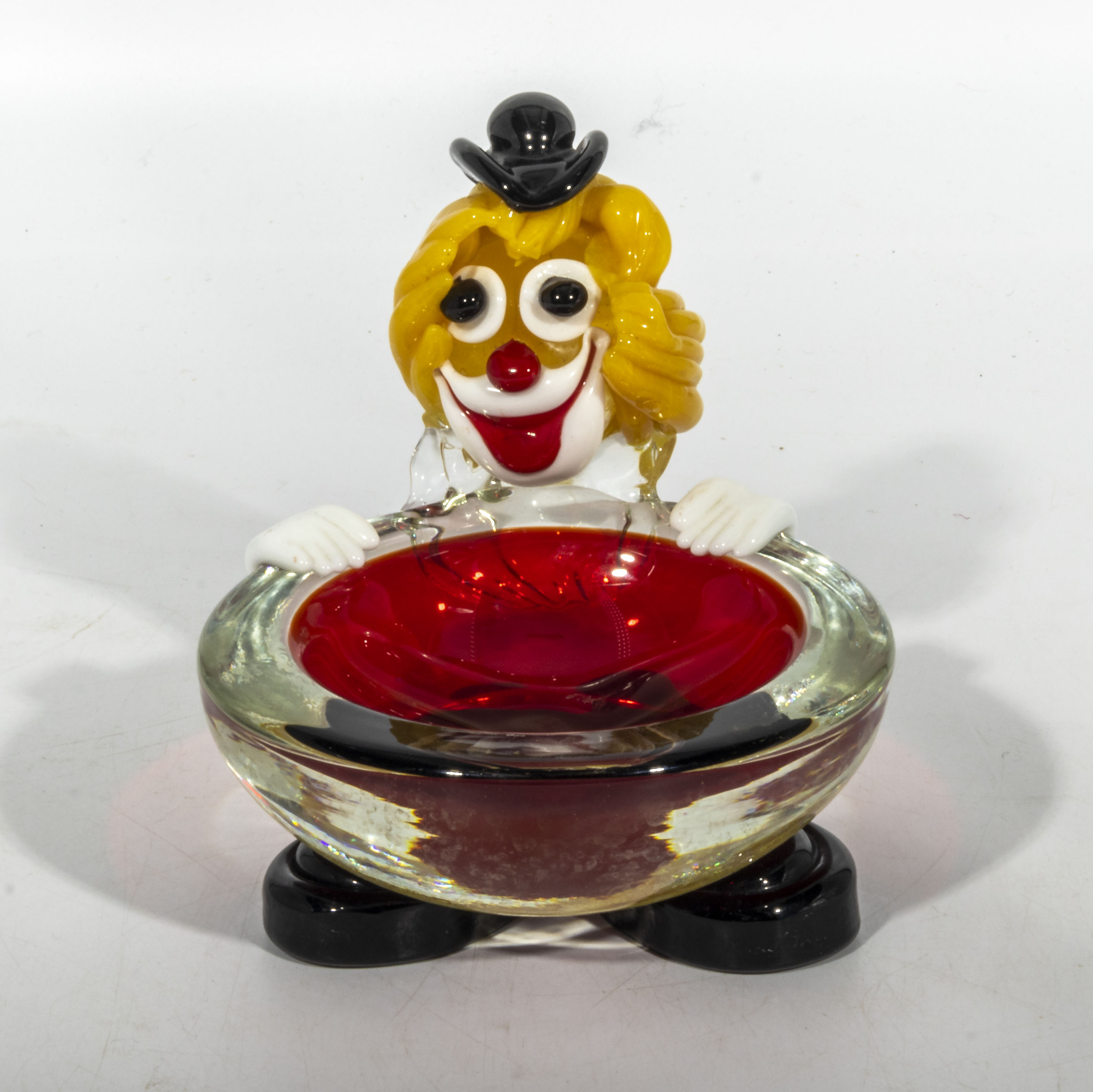 A Murano glass clown bowl, 13cm wide