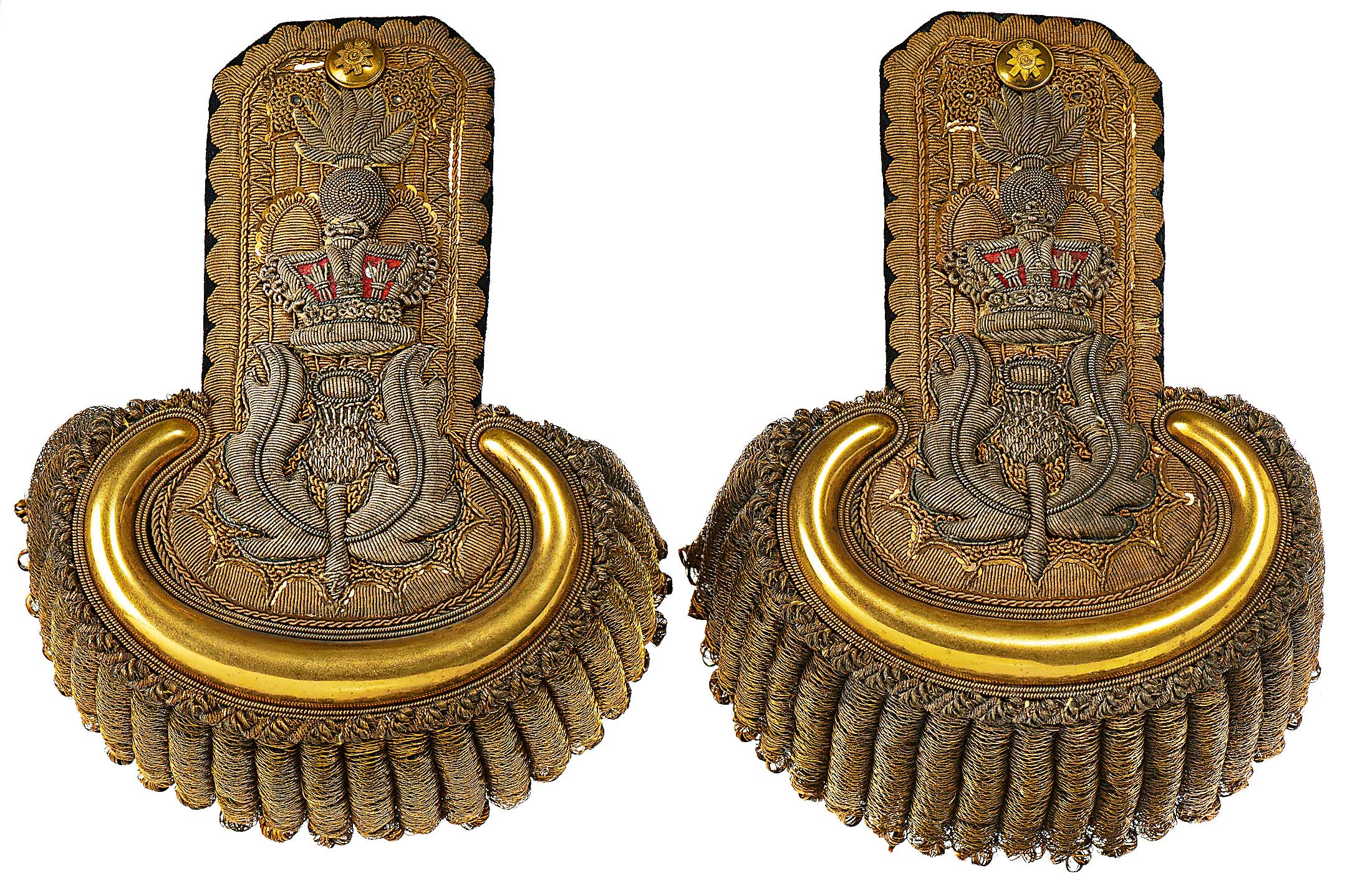 Scots Fusilier Guards Grenadier Company 1830 Box Pattern Victorian Officer’s Epaulettes.A fine