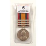 13th Hussars Boer War Queen’s South Africa Medal. Three Clasps Ghost Dates.Awarded to “3138 PTE . P.