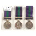 Cameronians, SWB and Rifle Brigade General Service Medals,cClasp “Malaya”Three examples: George VI