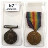 WW1 7th Bn Royal East Kent (Buffs) Regiment 1918 Casualty Pair of Medals.Awarded to “G-2759 PTE F.E.