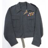 WW2 RAF Air Crew Battle Dress Jacketblue grey, woollen, single breasted, closed collar tunic.