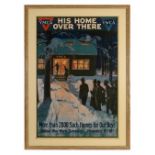 WW1 American YMCA Fund Raising Poster.A good large poster depicting a wintery forest with a YMCA hut