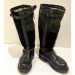German Third Reich WW2 Luftwaffe Single Zip Flying Bootsgood clean pair. Black leather shoe