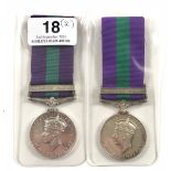 Coldstream Guards and Buffs General Service Medals, clasps “Palestine 1945-48”Two examples awarded