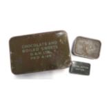 WW2 Small Selection of Ration Tinsconsisting steel, rectangular tin “Emergency Ration”, empty ...