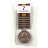 4th Bn Lancashire Fusiliers Mounted Infantry Queen’s South Africa Medal, 5 clasps.Awarded to “7034
