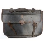 WW2 Officer’s Briefcaseblack leather briefcase. The flap with gilt tooling KC GRVI cypher. Flap