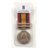 13th Hussars Boer War Queen’s South Africa Medal. Two Clasps.Awarded to “3941 PTE C CRAWFORD 13/