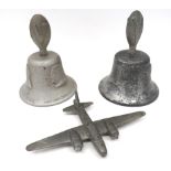 Two WW2 1939-45 RAF Benevolent Fund Bellscast alloy bells with relief on leaders. The lower rim of