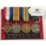 WW1 Liverpool Regiment / Waterways & Railways Royal Engineers Group of Four Medals.Awarded to