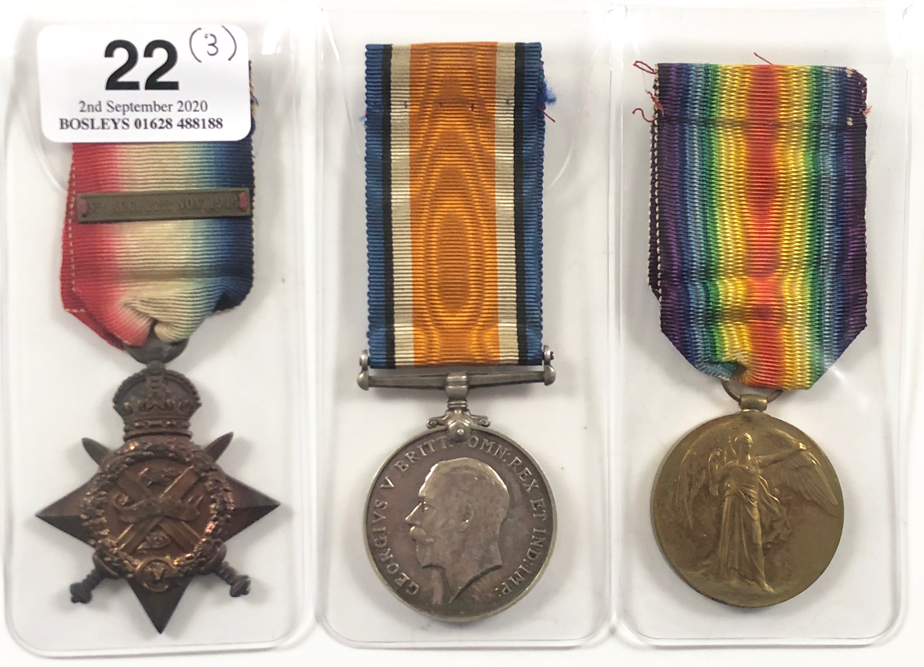 Royal Horse Artillery WW1 1914 Star Group of Three Medals.Awarded to “37968 CPL A.S. BUSH RA”