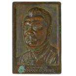 WW2 Period Reichsminister Hermann Goring Bronze Wall Plaque. This bronze relief plaque depicts a