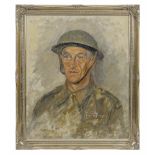 WW2 Home Guard Portrait Painting by Florence Hess 1941.This good quality oil on canvas portrait