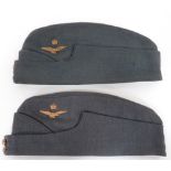 WW2 Pattern Royal Air Force Officer Forage Capsblue grey crown, body and curtain. Front, small,