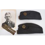 WW2 RAF and RCAF Airman Forage Capsconsisting blue grey, woollen crown, body and curtain. Brass,