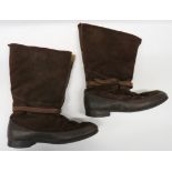 WW2 RAF 1941 Pattern Flying Bootsbrown suede shoe and calf section. Lower shoe section with rubber