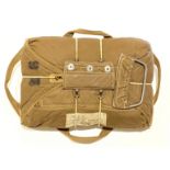 WW2 RAF Observer’s Parachute Pack brown, heavy cotton, envelope pack with brown canvass edging.