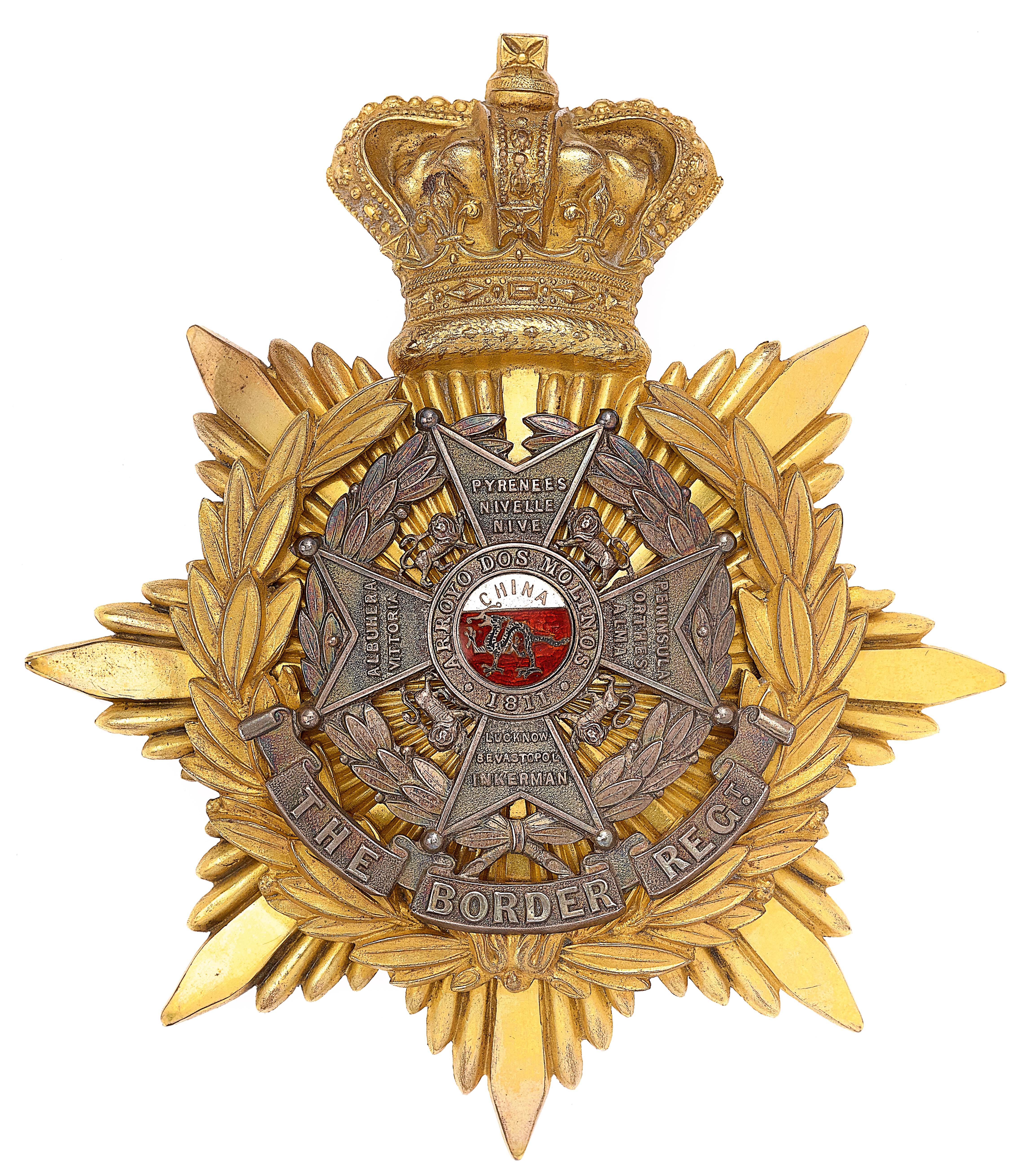 Border Regiment Victorian Officer’s helmet plate circa 1891-1901.