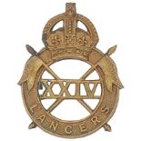 24th Lancers OSD WW2 cap badge circa 1940-42.