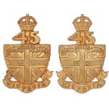 Canadian 45th Victoria Regiment 1st type pair of collar badges circa 1912.