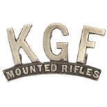 KGF / MOUNTED RIFLES Indian Army Kolar Gold Fields MR post 1903 shoulder title.