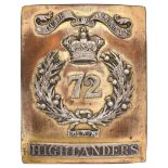 Scottish. 72nd Highlanders (Duke of Albany’s) Victorian Officer’s pre 1881 shoulder belt plate.