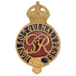 Household Cavalry GVIR Officer’s gilt and enamel cap badge circa 1937-52.